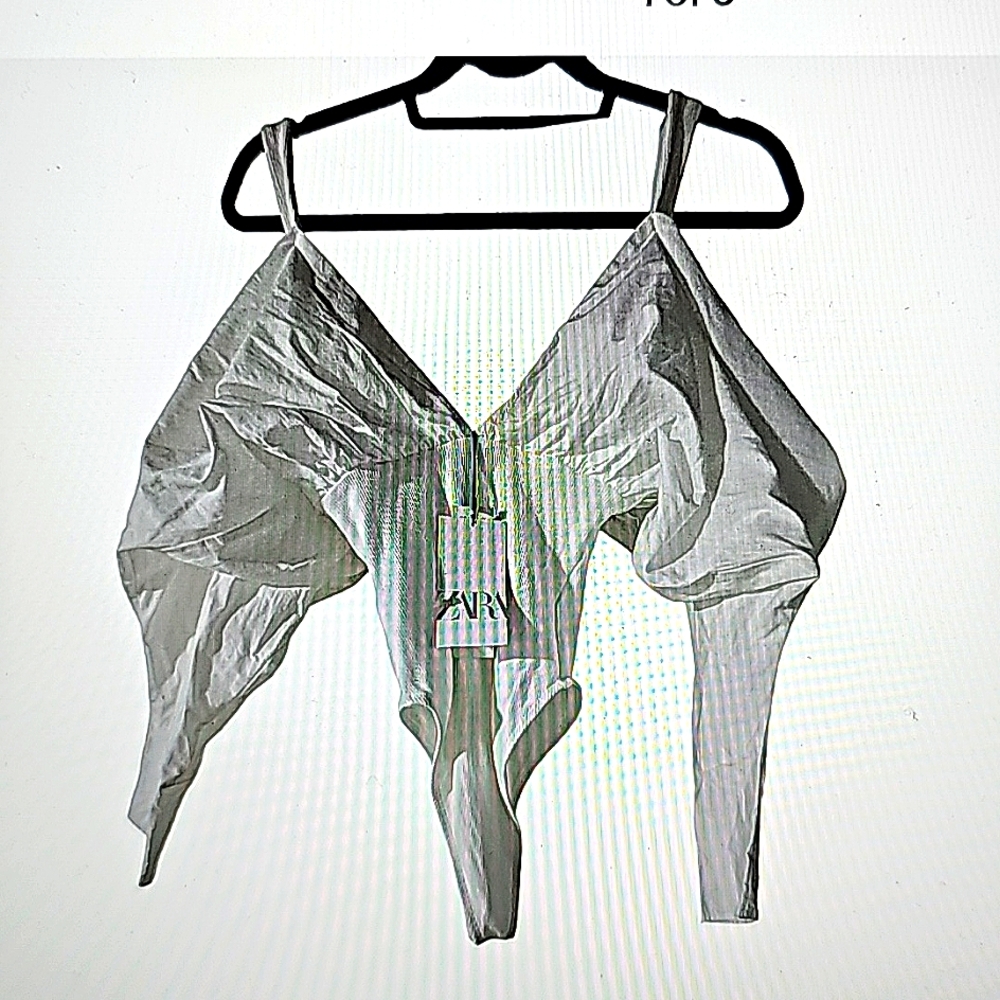 Zara Women Bodysuit Size Medium Oyster White Spaghetti Strap